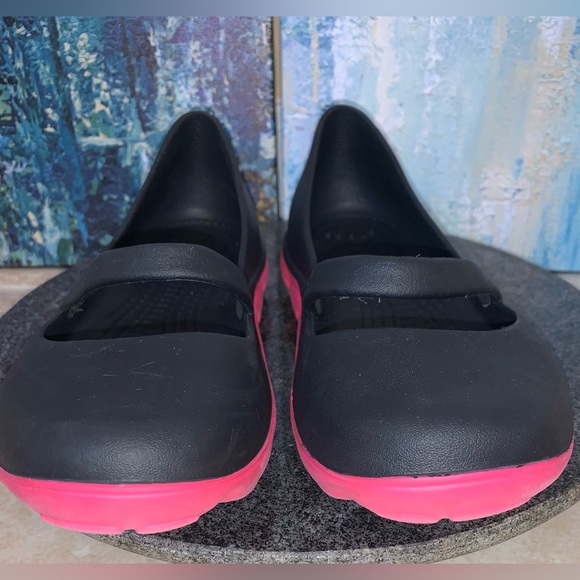 Crocs black pink trim Duet sport slip on women’s shoes size 6 - Picture 8 of 11